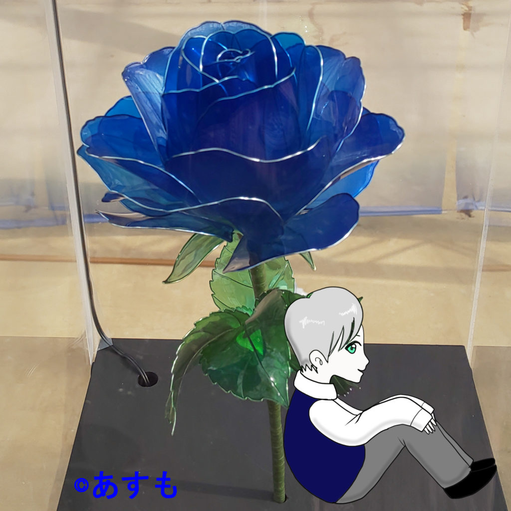 青いバラとルー君